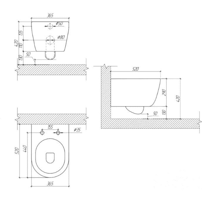Подвесной унитаз SET Aquatek Поларис-01-010 4в1, кнопка хром