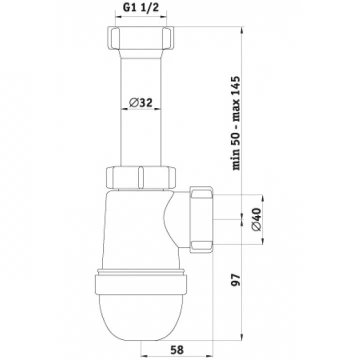 Сифон для раковины Ани Пласт С0120 1/2 - 40 без выпуска