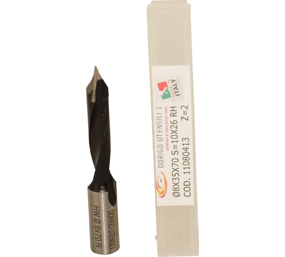 Сверло для сквозных отверстий DORIGO HW Ø8x35x70 S=Ø10x26 Z=2 RH 11080413