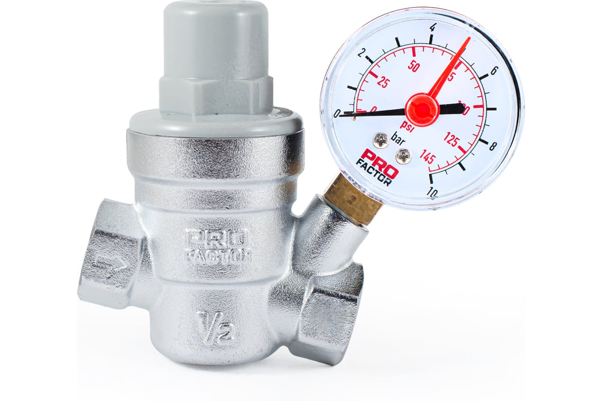 Редуктор давления PROFACTOR мембранный, с манометром, 1/2" PF PRV 253G