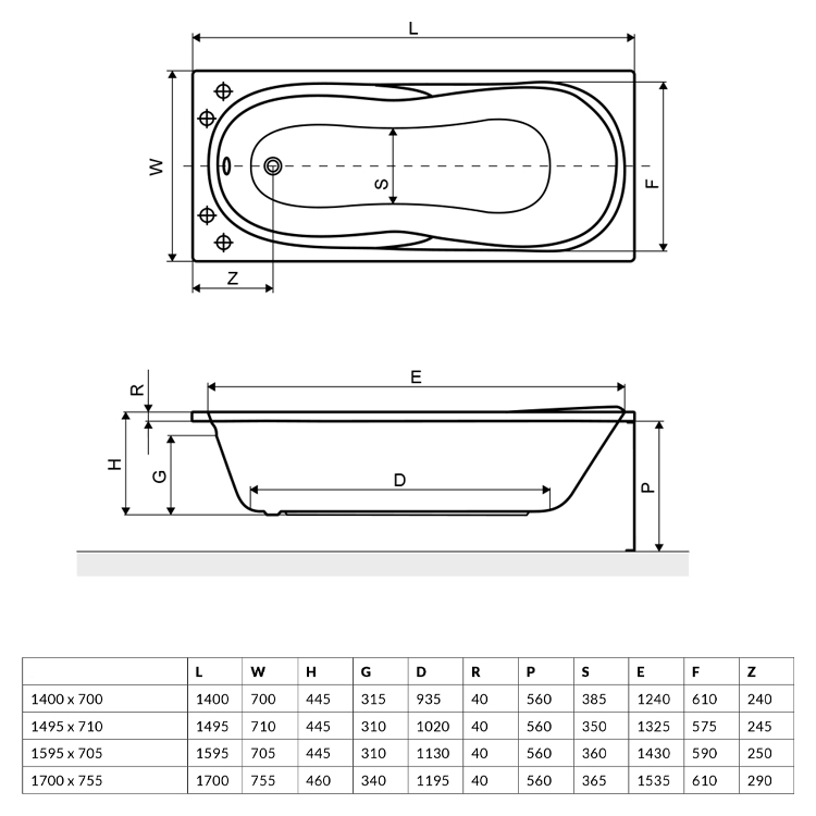 Акриловая ванна Excellent Sekwana 160x70