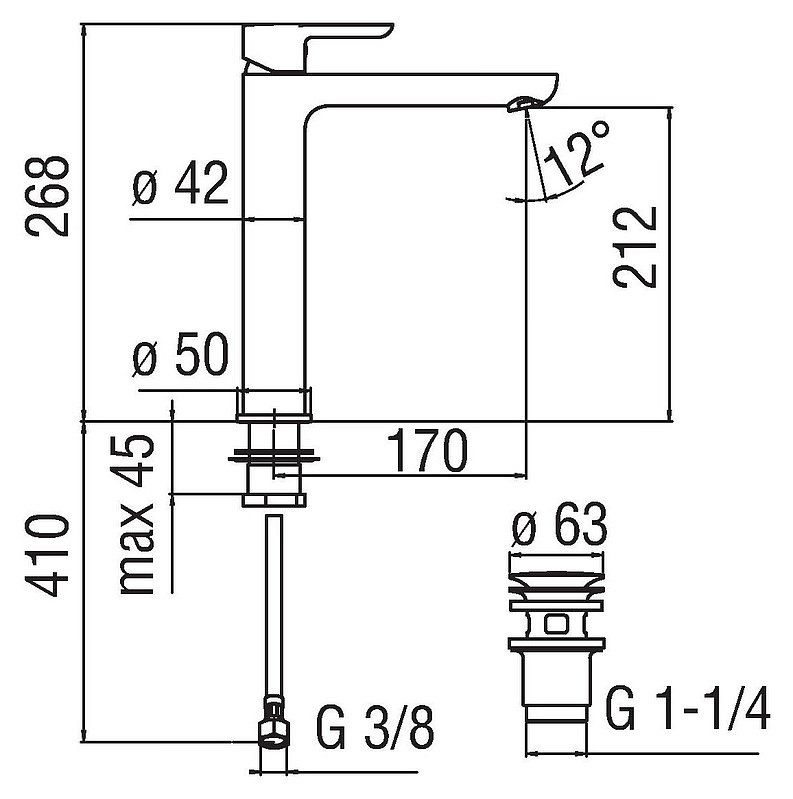 Смеситель для раковины Nobili ABC AB87128/2CR