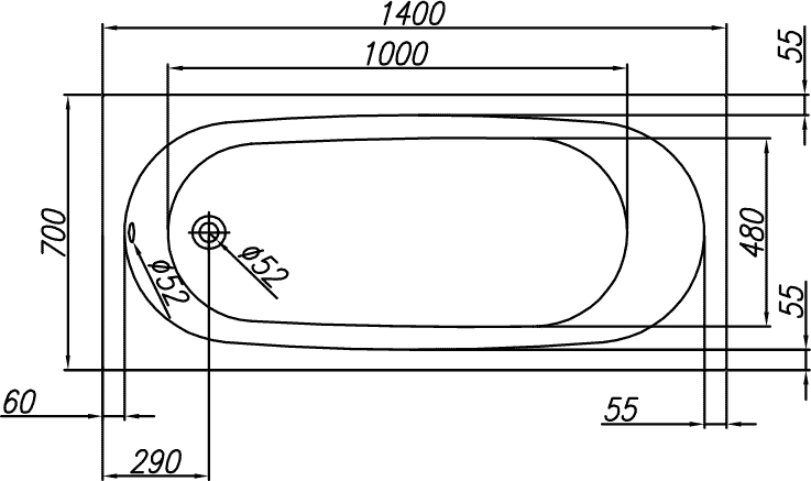 Акриловая ванна Kolpa-San Quat Tamia 140x70 см