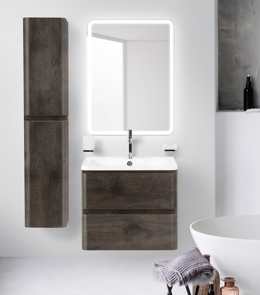 Тумба с раковиной BelBagno Albano 70 см подвесная, Rovere Nature Grigio