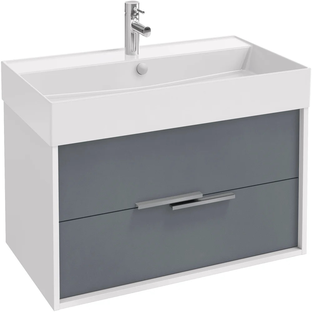 Мебель для ванной Jacob Delafon Vivienne NEW 80 см с ручками, белый блест./серый