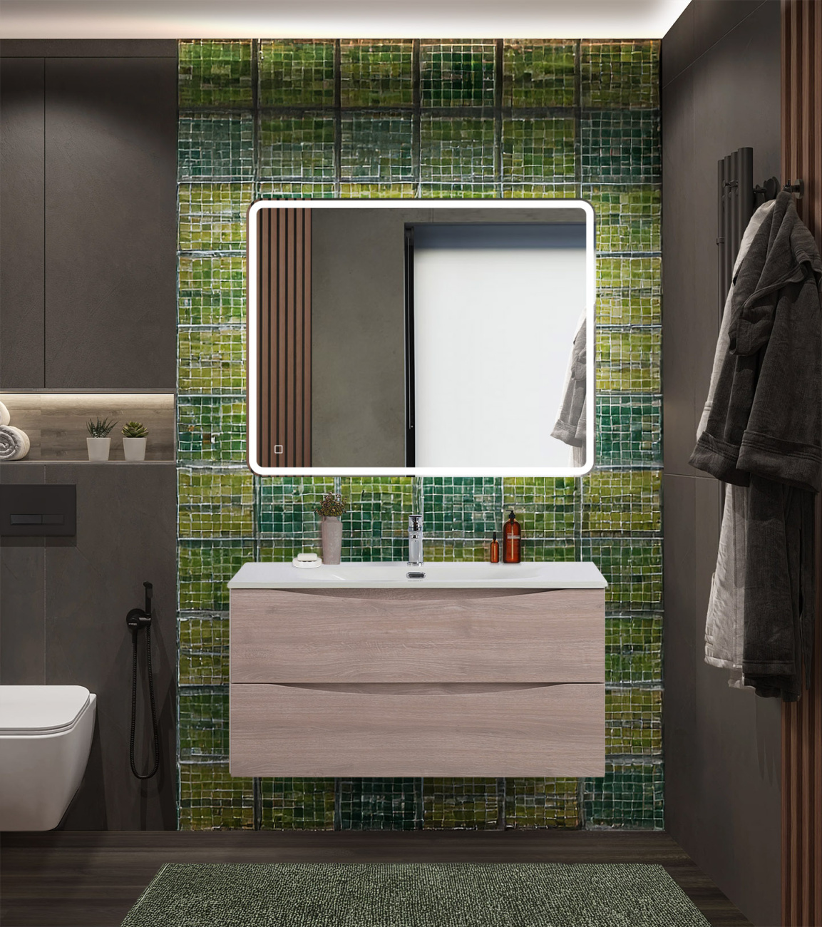 Тумба с раковиной BelBagno Marino-Cer-N 100 см Rovere Grigio