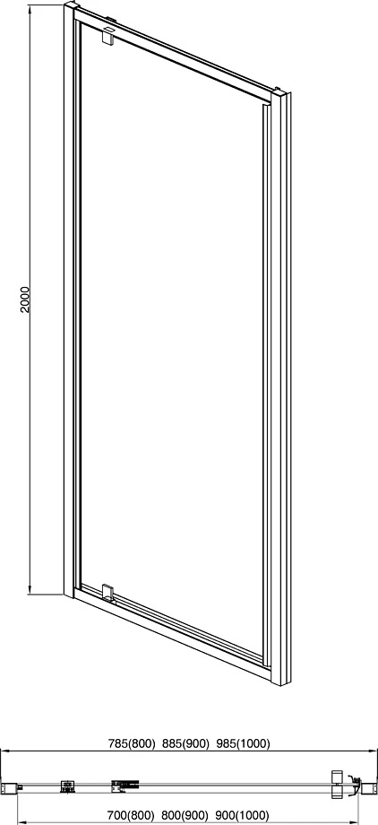 Душевая дверь Aquatek AQ ARI PI 09020CH 90x200, прозрачное, хром