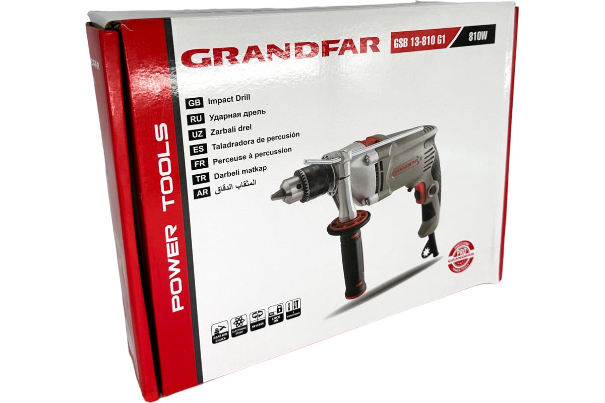 Ударная дрель GRANDFAR (13мм, 810Вт) GSB13-810G1