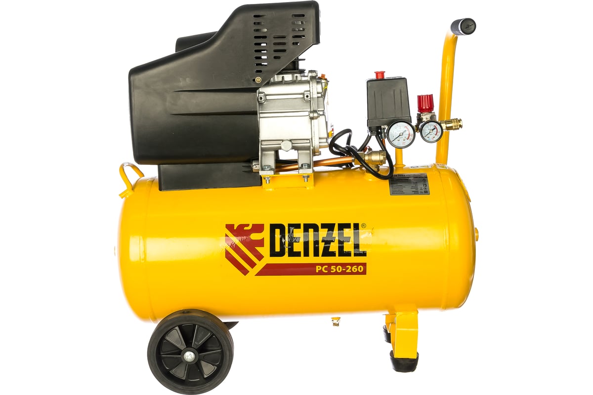 Воздушный компрессор Denzel PC 50-260, 1,8 кВт, 260л/мин, 50л, 10 бар 58073