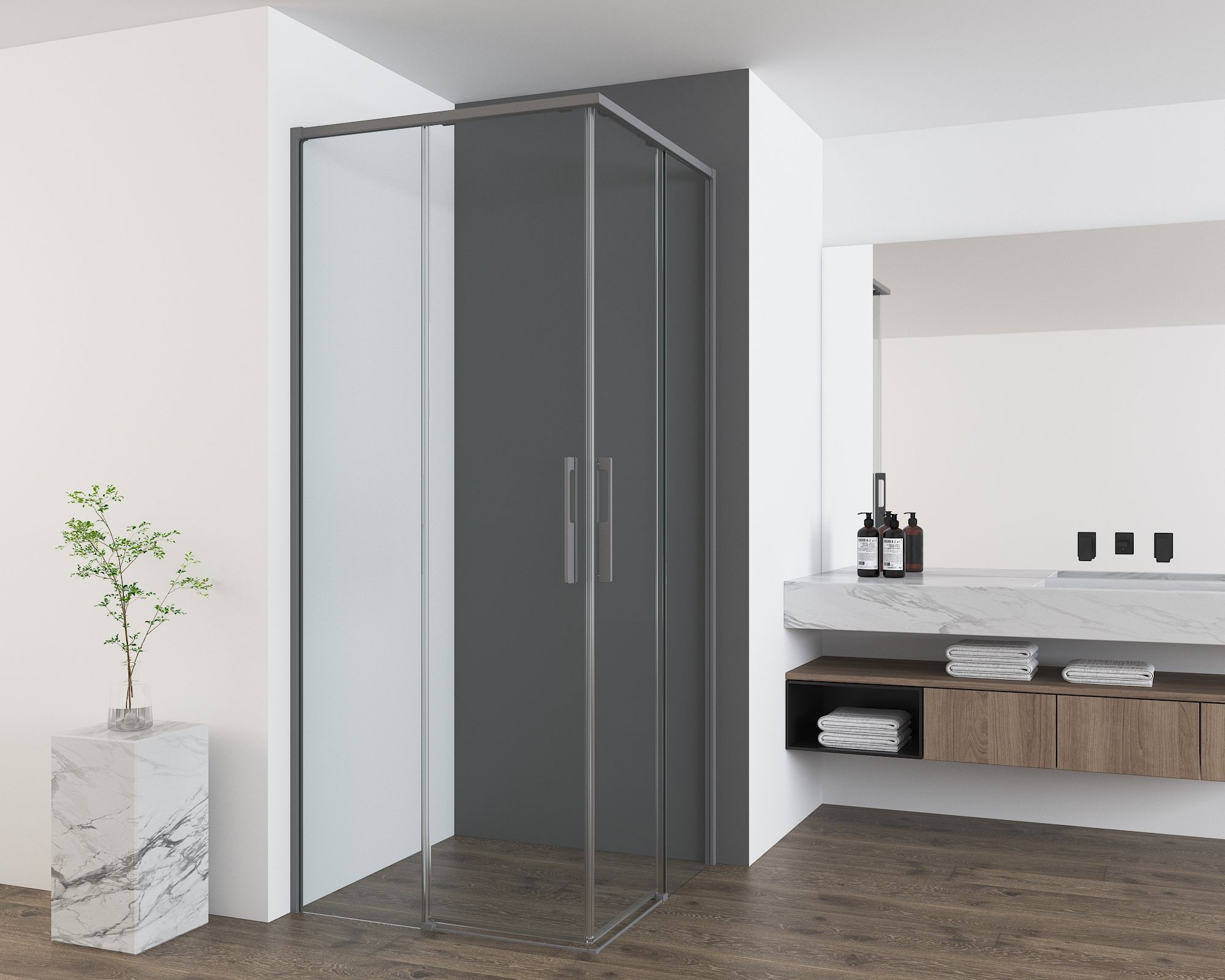 Душевой уголок Vincea Ultima VSS-7UL9010CLGM 90x100 вороненая сталь, прозрачное