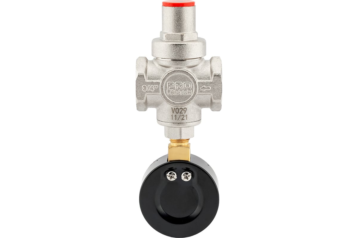 Редуктор давления PROFACTOR поршневой, c манометром 3/4" PF PRV 251.20G