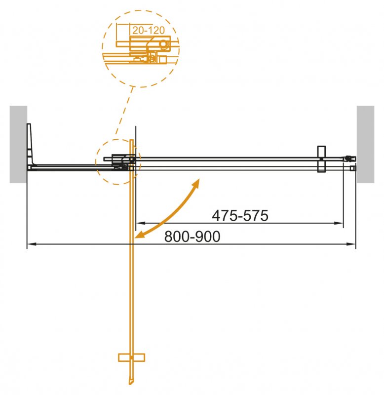 Душевая дверь Cezares SLIDER-B-1-80/90-GRIGIO-NERO 80/90x195 тонированная, черный