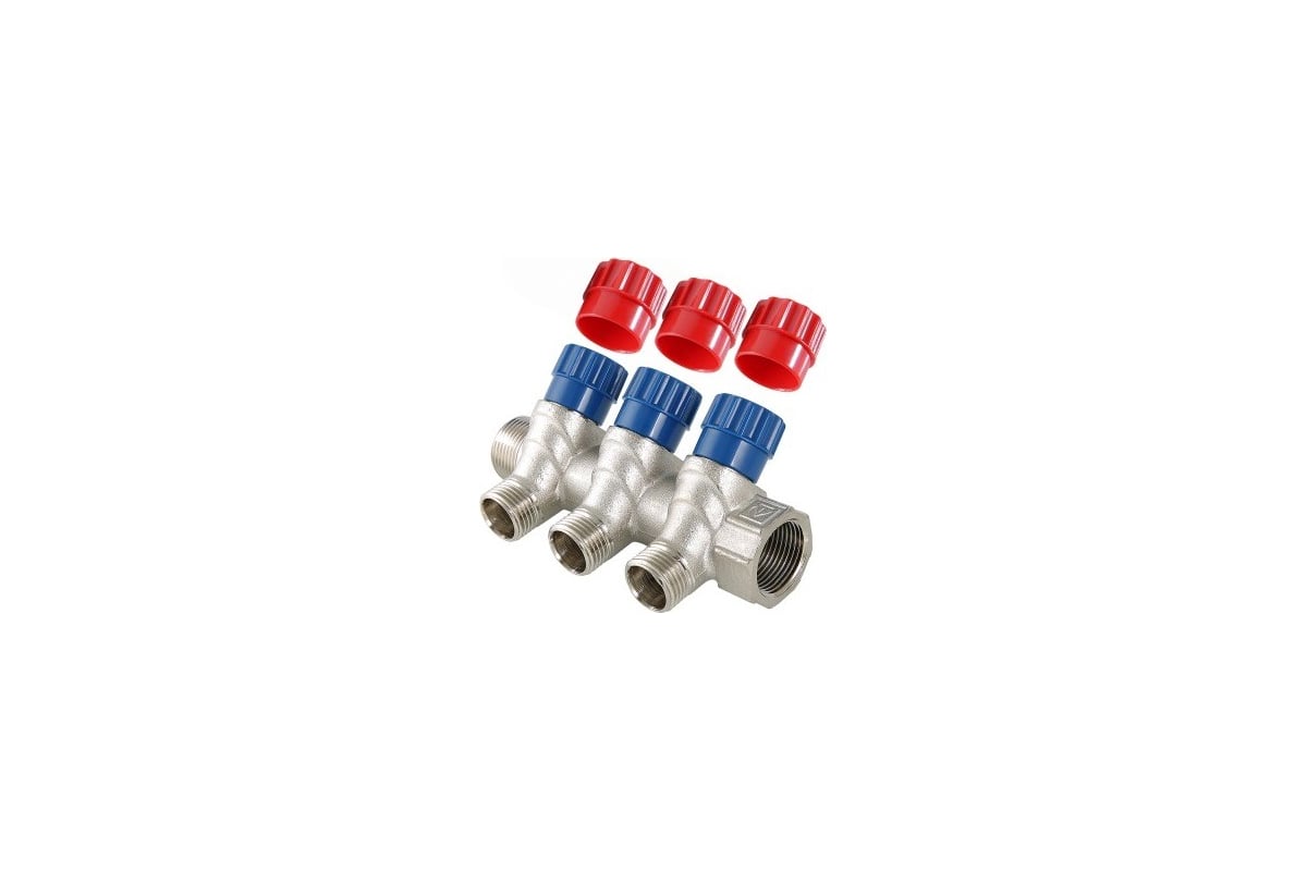Комплект Valtec _16 VI7 Коллектор с регул. вентилями, 1x3 вых. 1/2 нар. VTc.560.N.0603 + Адаптер д/коллектора /конус-плоскость/ 1/2 VTc.701.N.04 VT.VI7.K16.5600603.701