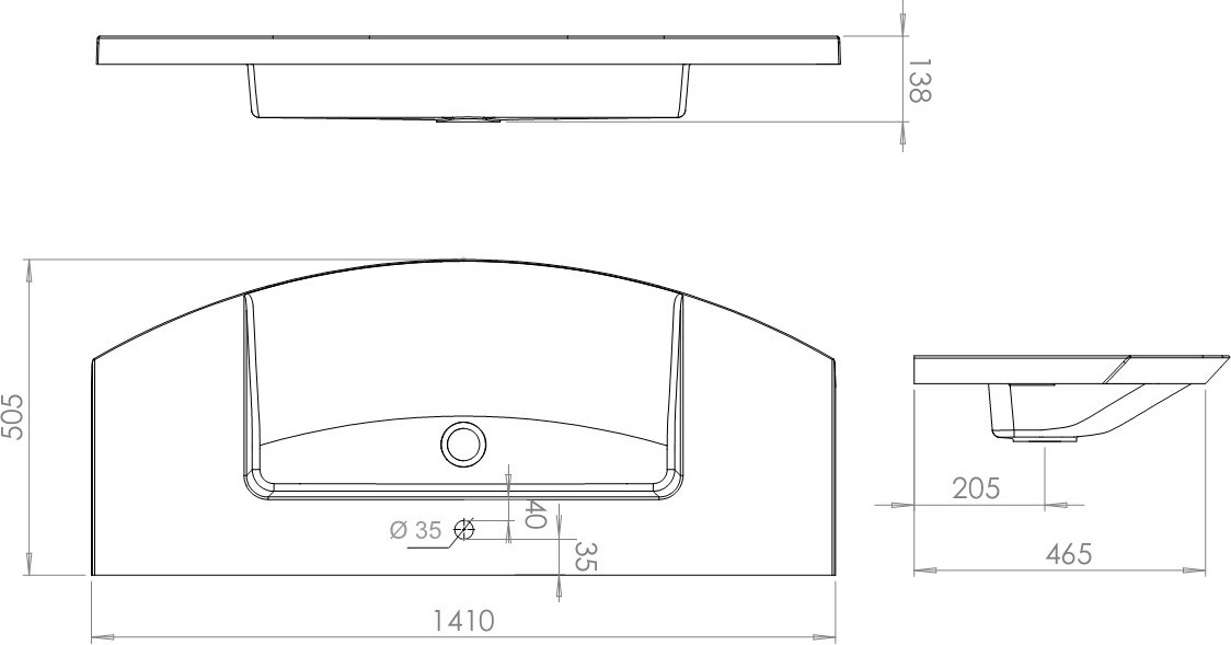 Раковина De Aqua Лонг New WL 140 140 см