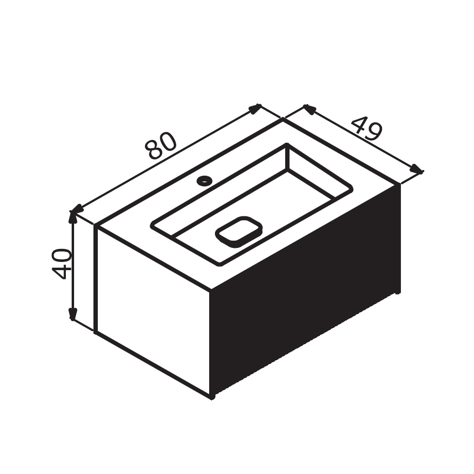 Тумба с раковиной Orka Cube 80 см, антрацит матовый 3000371