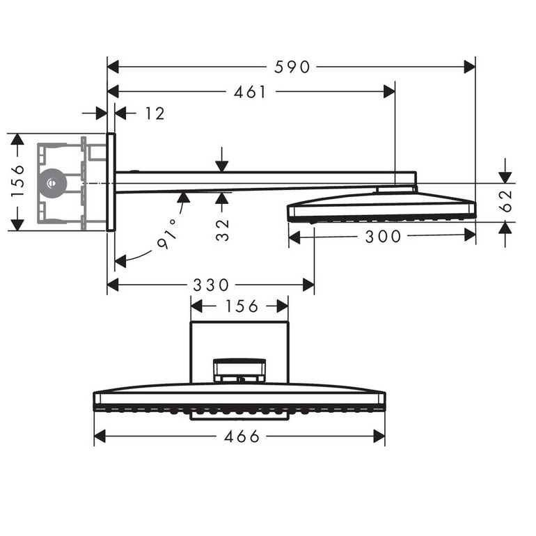 Верхний душ Hansgrohe Rainmaker Select 460 3jet 24007400 белый/хром