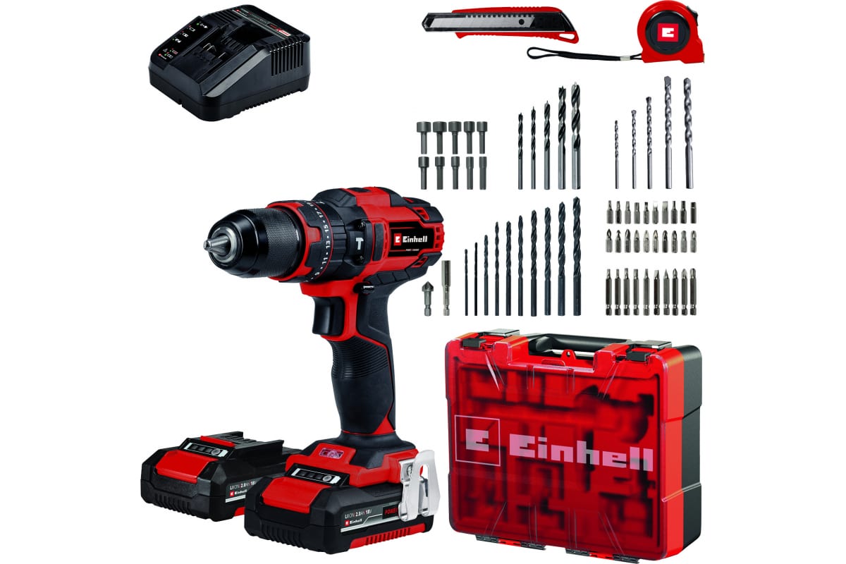 Аккумуляторная ударная дрель-шуруповерт Einhell PXC TE-CD 18/40 Li-i +64 2x2.0 Ah 4513992