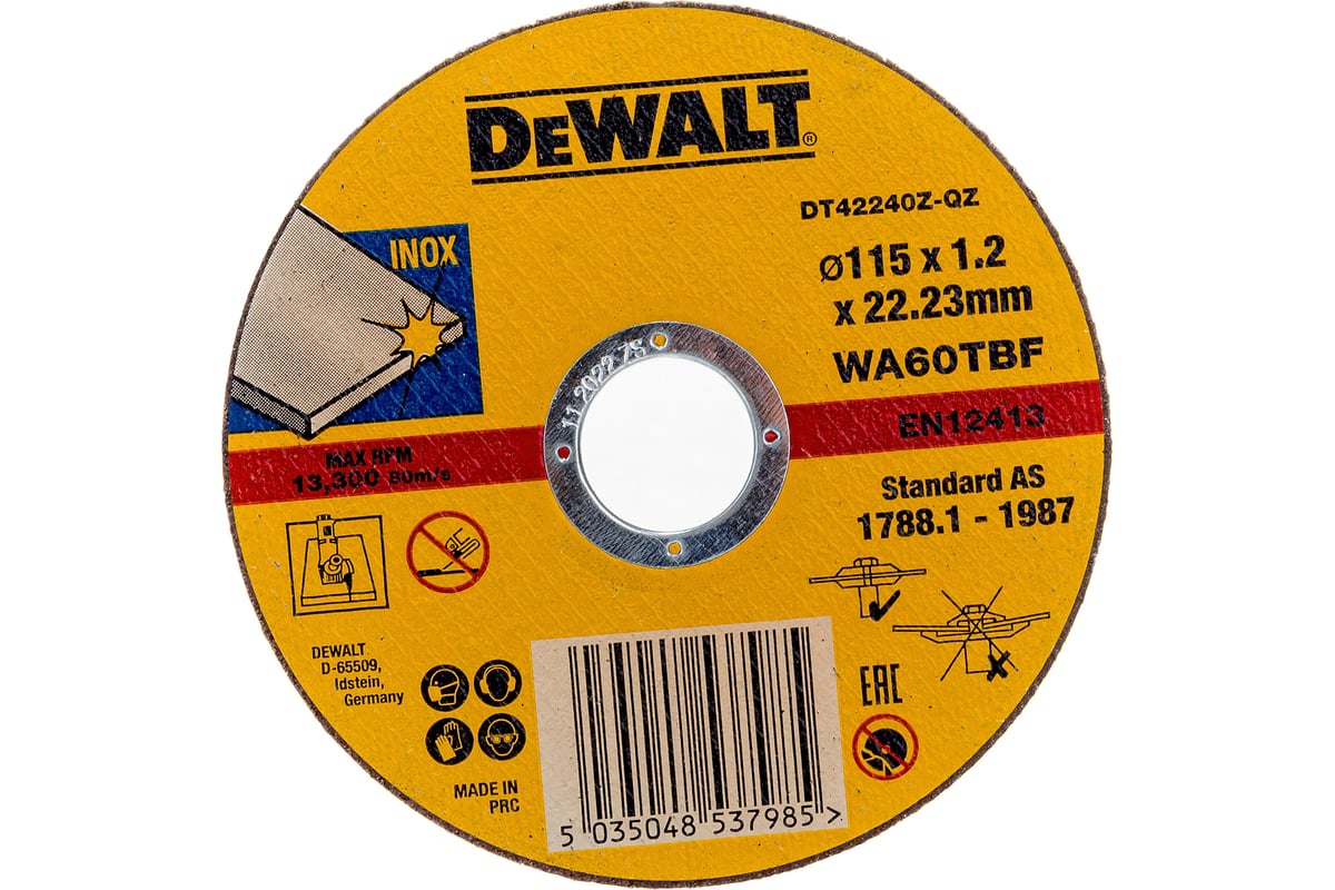 Круг отрезной по металлу INDUSTRIAL (115х22,2 мм) DeWalt DT42240Z