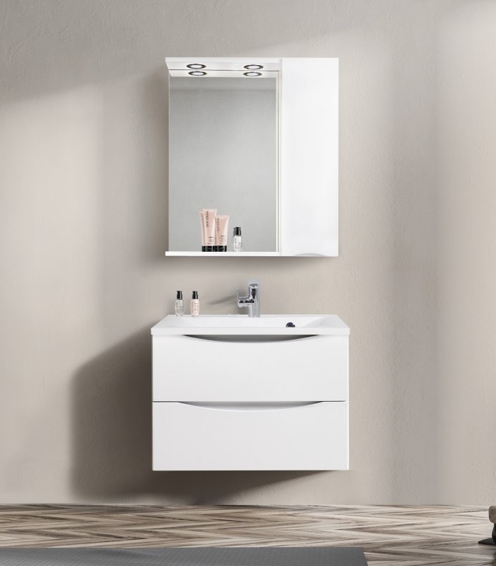 Зеркальный шкаф BelBagno  MARINO-SPC-700/750-1A-BL-P-R 70 см, правосторонний, Bianco Lucido