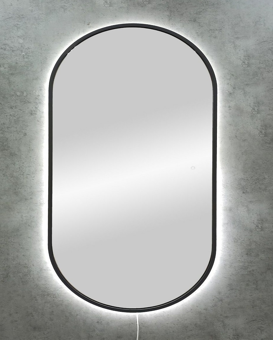 Зеркало Art&Max Bari 50x120 с подсветкой, черный AM-Bar-500-1200-DS-F