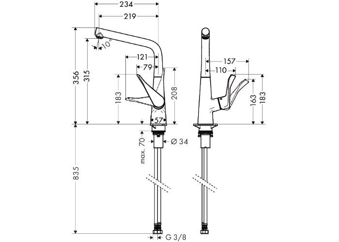 Смеситель для кухни Hansgrohe Metris 14822000