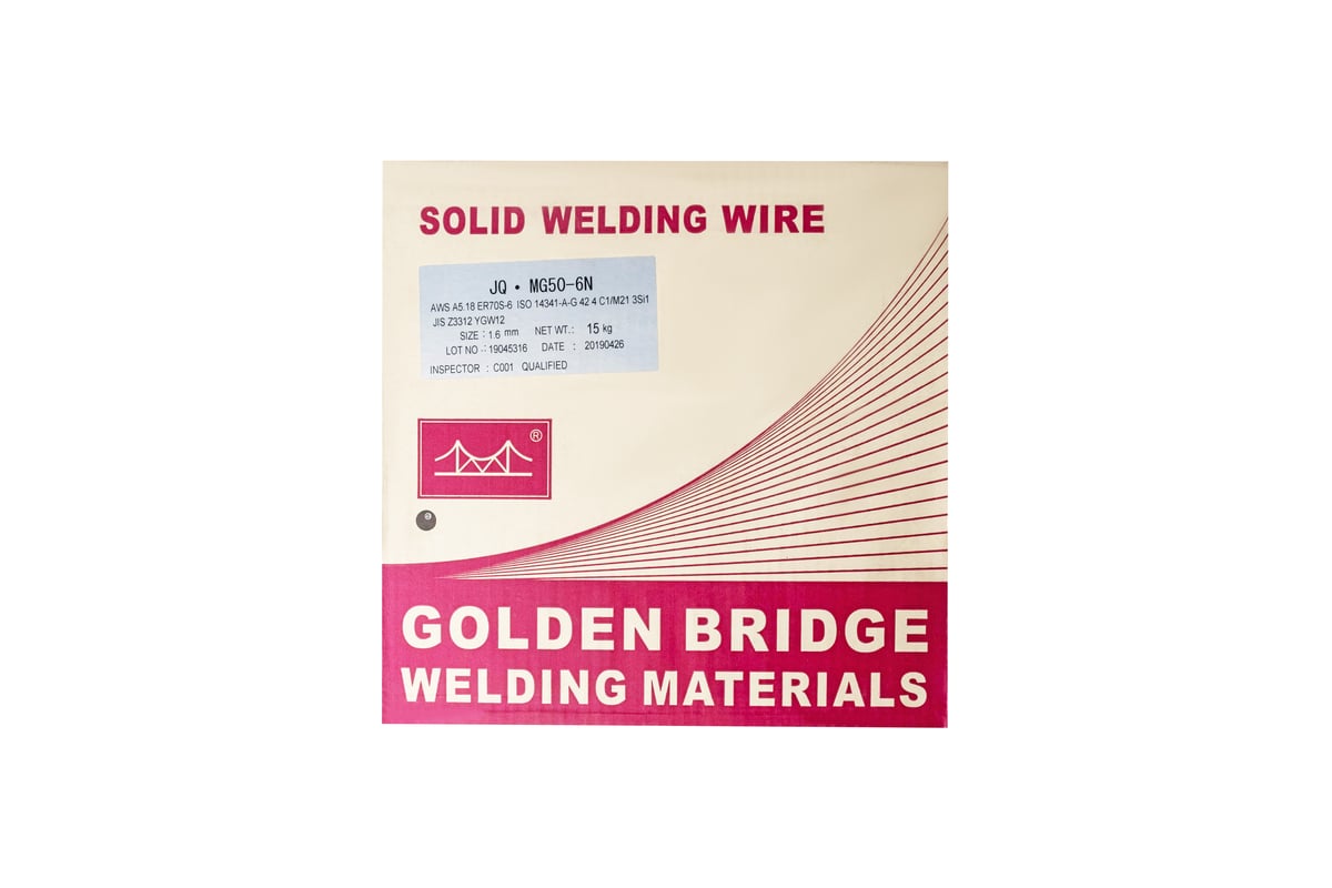 Проволока сварочная полированная JQ.MG50-6 N/ER70S-6 1.6 мм, 15 кг GOLDEN BRIDGE 143