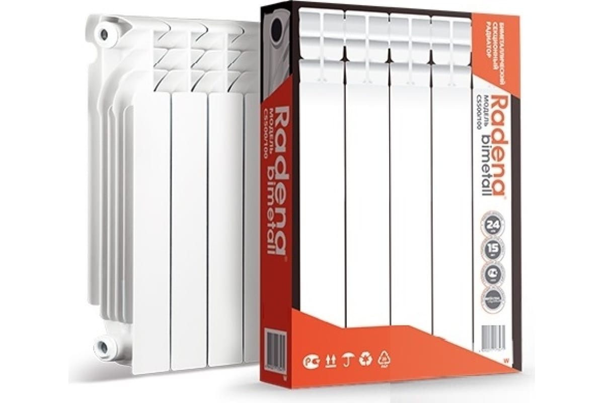 Биметаллический радиатор Radena CS 500/100 5 секций 009010405