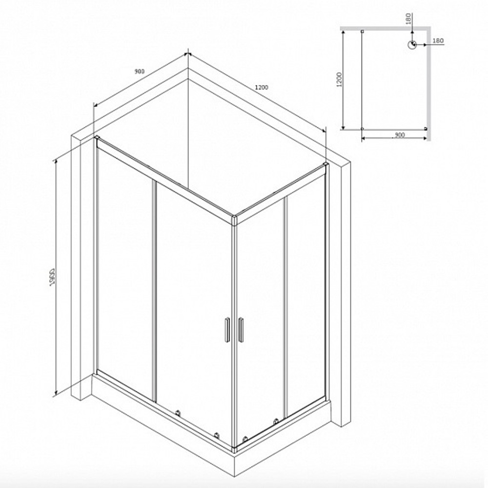 Душевой уголок Am.Pm Gem W90G-404-120290-BT 120x90 прозрачный, черный матовый