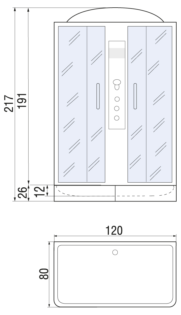 Душевая кабина River Sena 120/80/24 ТН 120x80 тонированная, 10000001451
