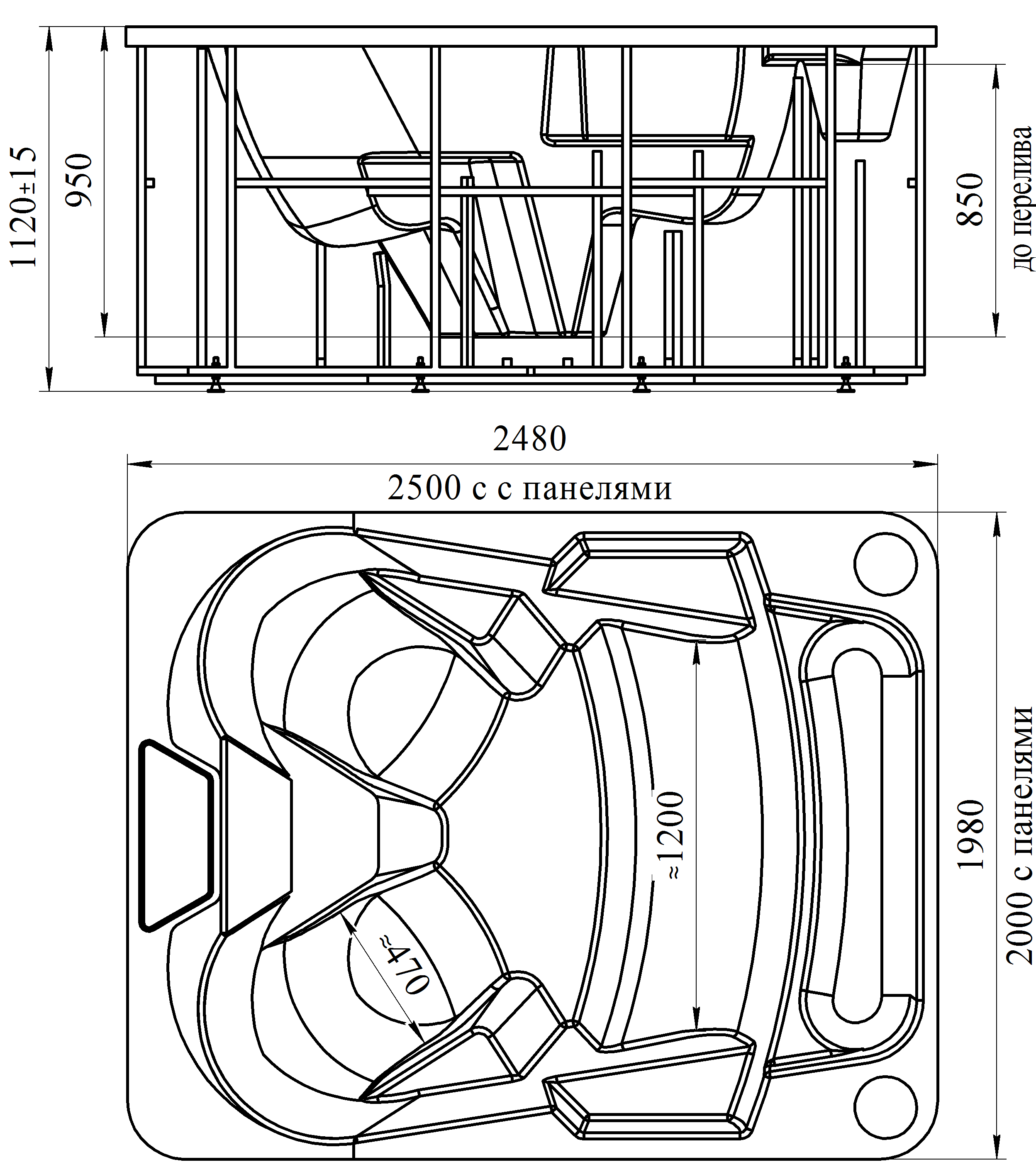 Мини бассейн Радомир Колизей 250x200 белый, с г/м