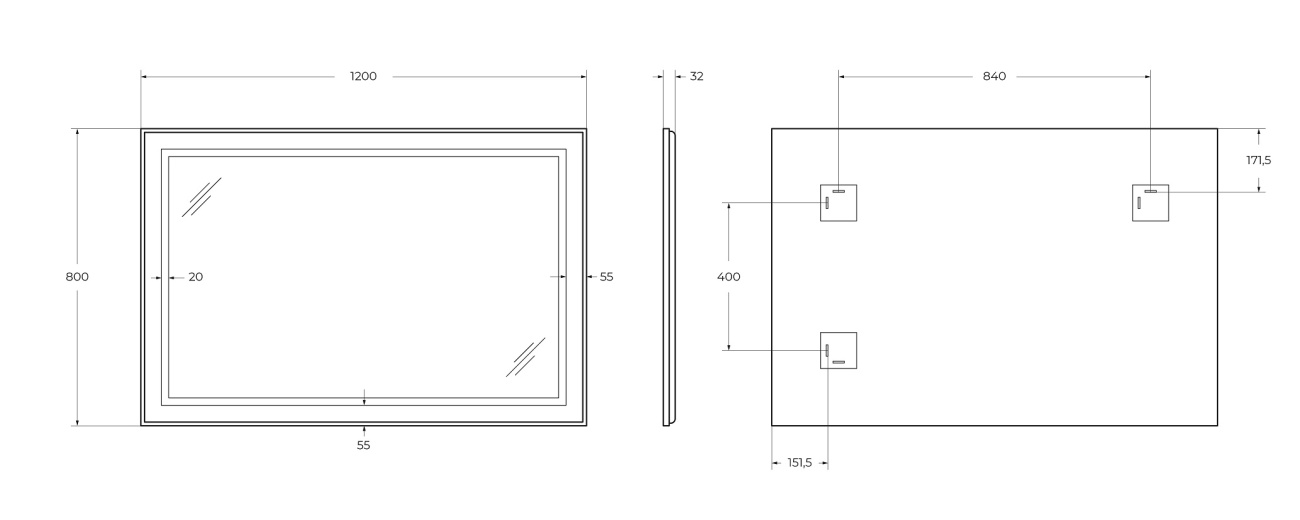 Зеркало BelBagno SPC-KRAFT-1200-800-SENS-AL 120x80 см сенсорный выключатель, сатин