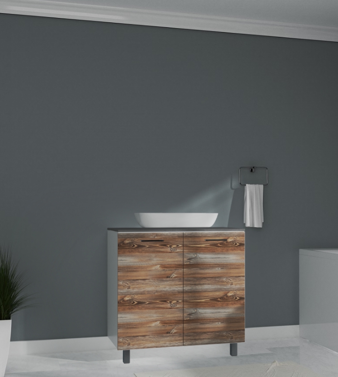 Фасад напольной тумбы Marka One Mix 60x70 для 2 дв, ЛДСП, дуб намибия
