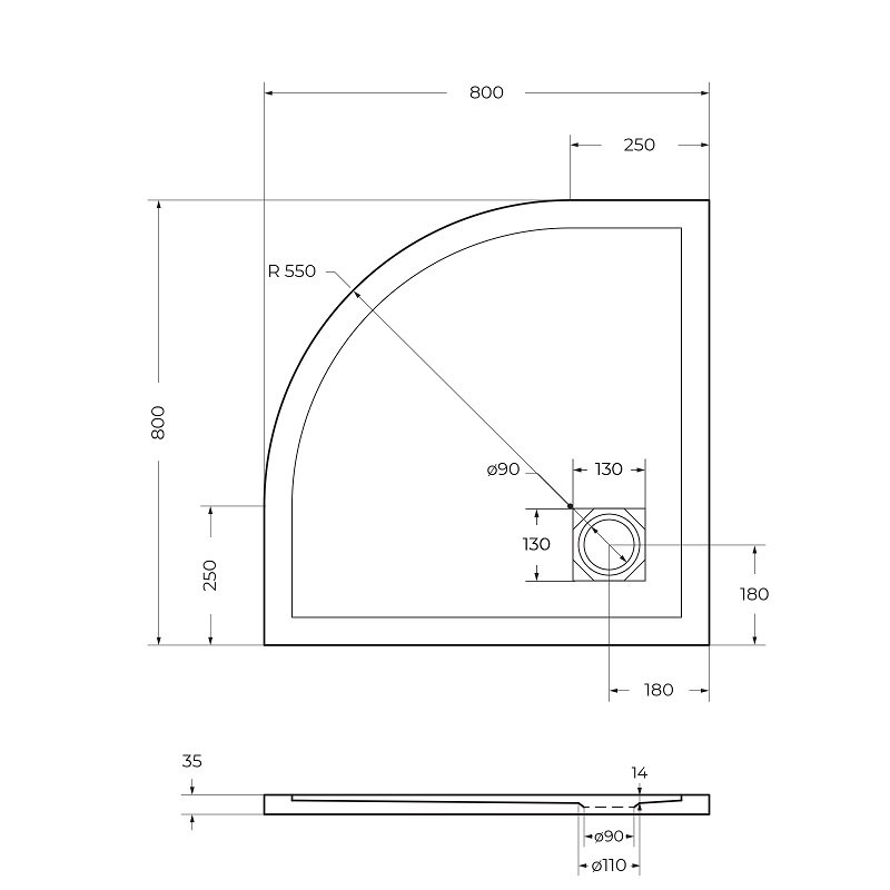 Поддон для душа BelBagno TRAY-MR-UNO-R-80-550-35-W-CR 80x80 белый