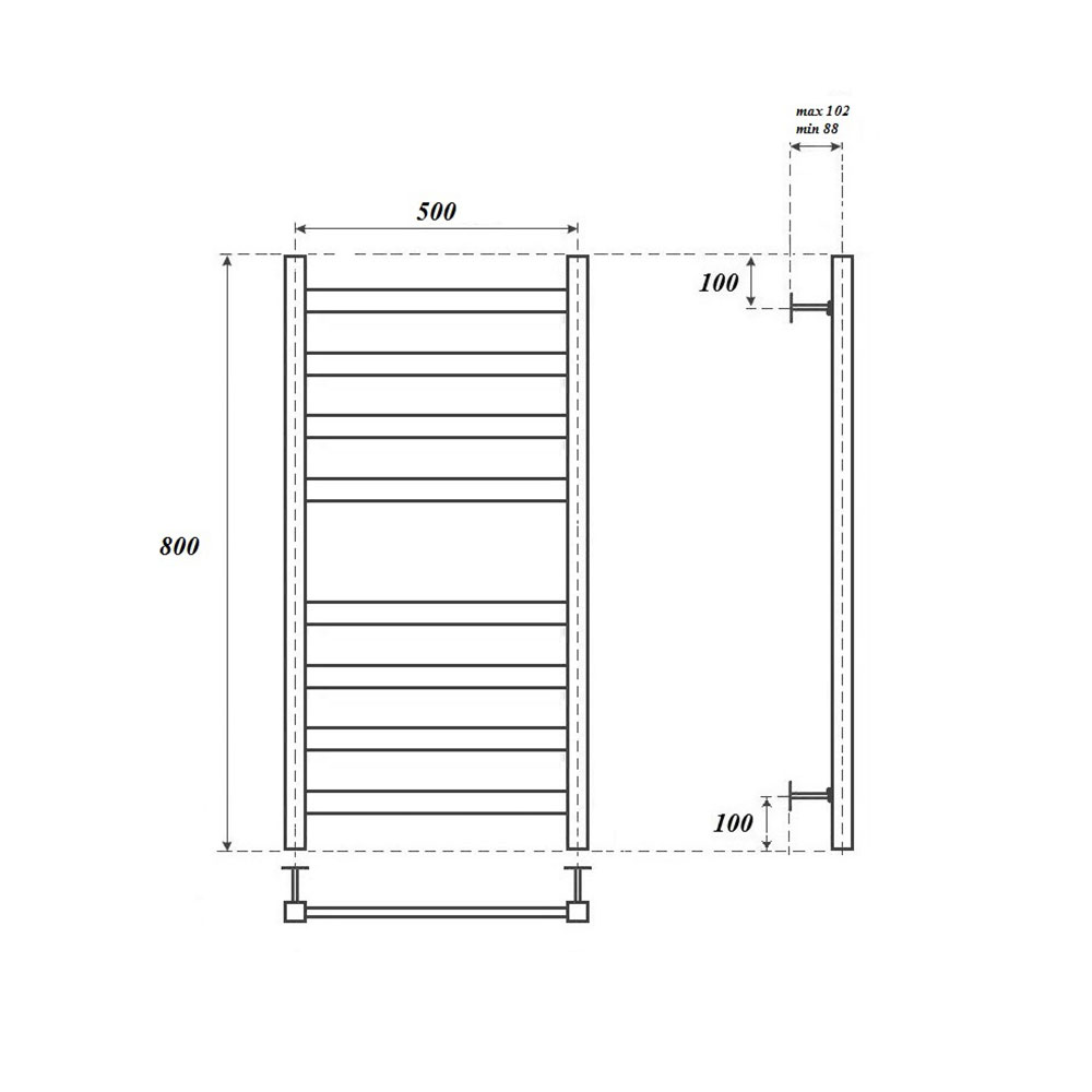 Полотенцесушитель водяной Point PN83158B П8 50x80, черный