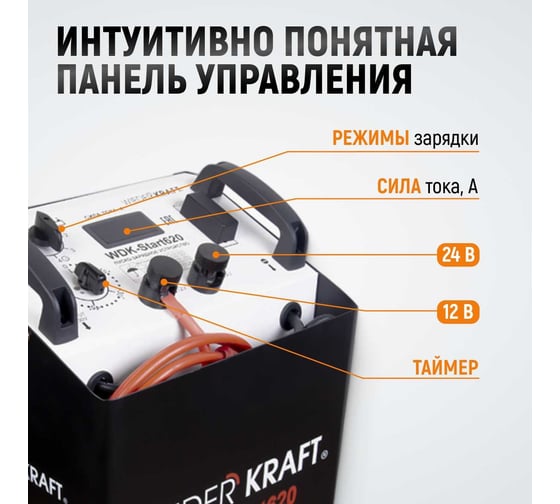 Пуско-зарядное устройство (трансформаторное, для аккумуляторов до 1000Ач) Wiederkraft WDK-Start620