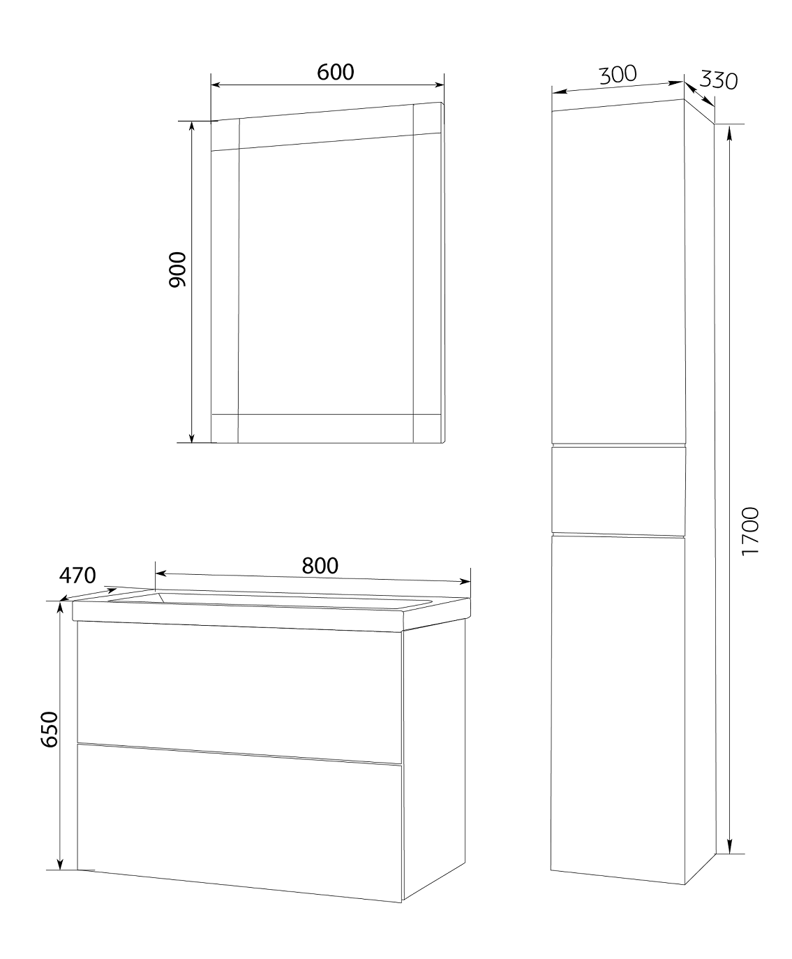 Тумба с раковиной Marka One Lacio 80 см Onyx