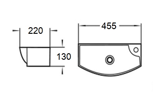 Раковина WeltWasser WW AISBACH 7946 GL-WT R 45 см, правая 10000008695 белый глянец