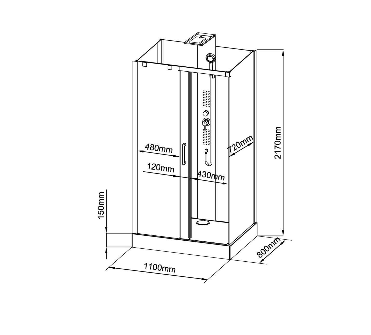 Душевая кабина Black&White Galaxy G8708G 110x80