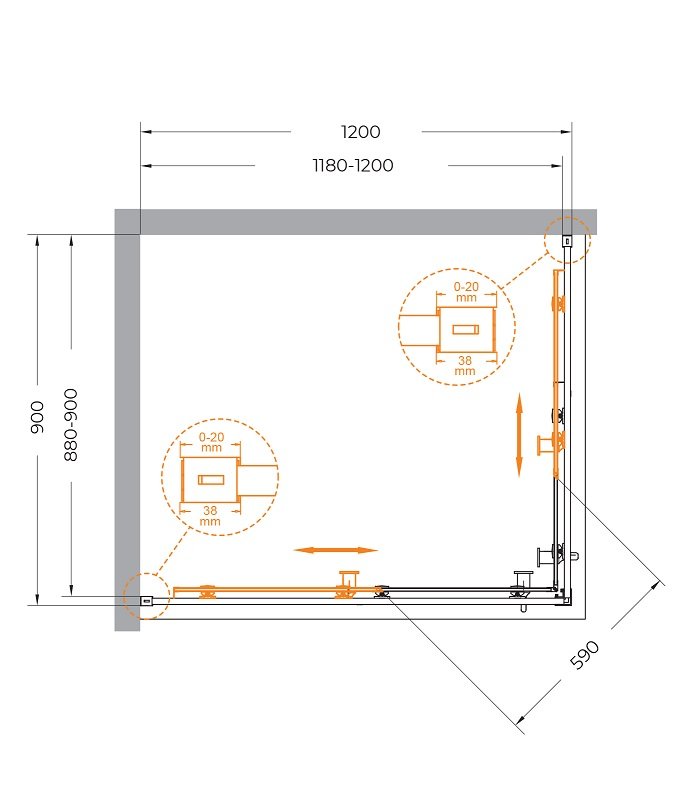 Душевой уголок Cezares Relax 120x90 прозрачный, хром RELAX-304-AH-2-120/90-C-CR