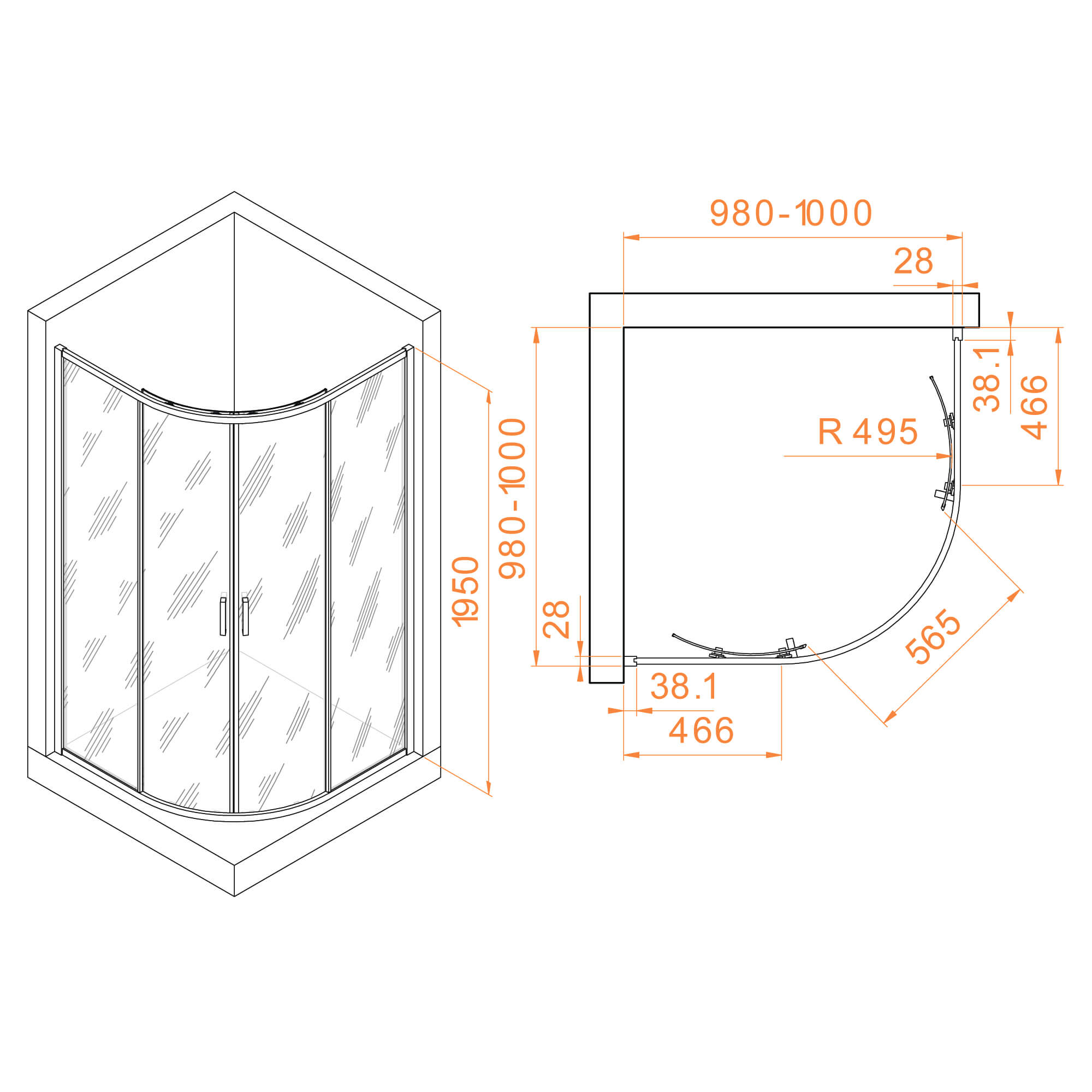 Душевой уголок RGW Passage PA-52B 100x100 прозрачное, черный 03085200-14