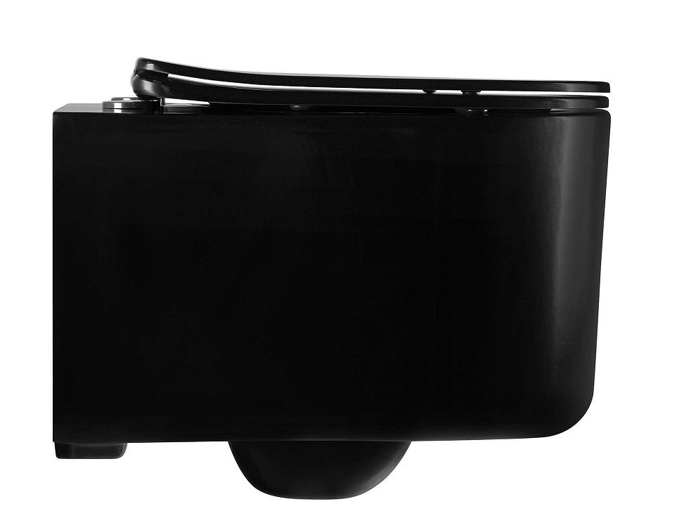 Подвесной унитаз SET Aquatek Мия-MB-020 4в1, кнопка черный матовый