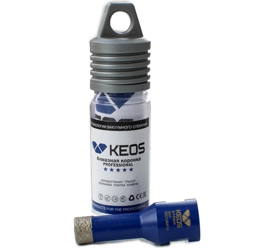 Коронка алмазная по керамограниту PRO 14 мм, M14, с воском KEOS DC14M14