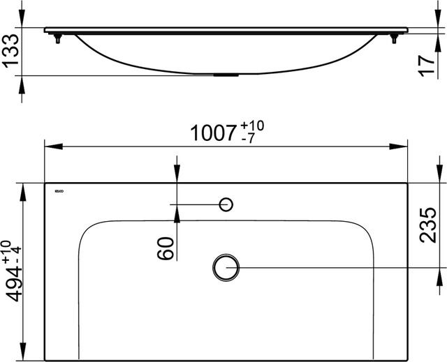 Раковина Keuco Plan 32970311001 100 см