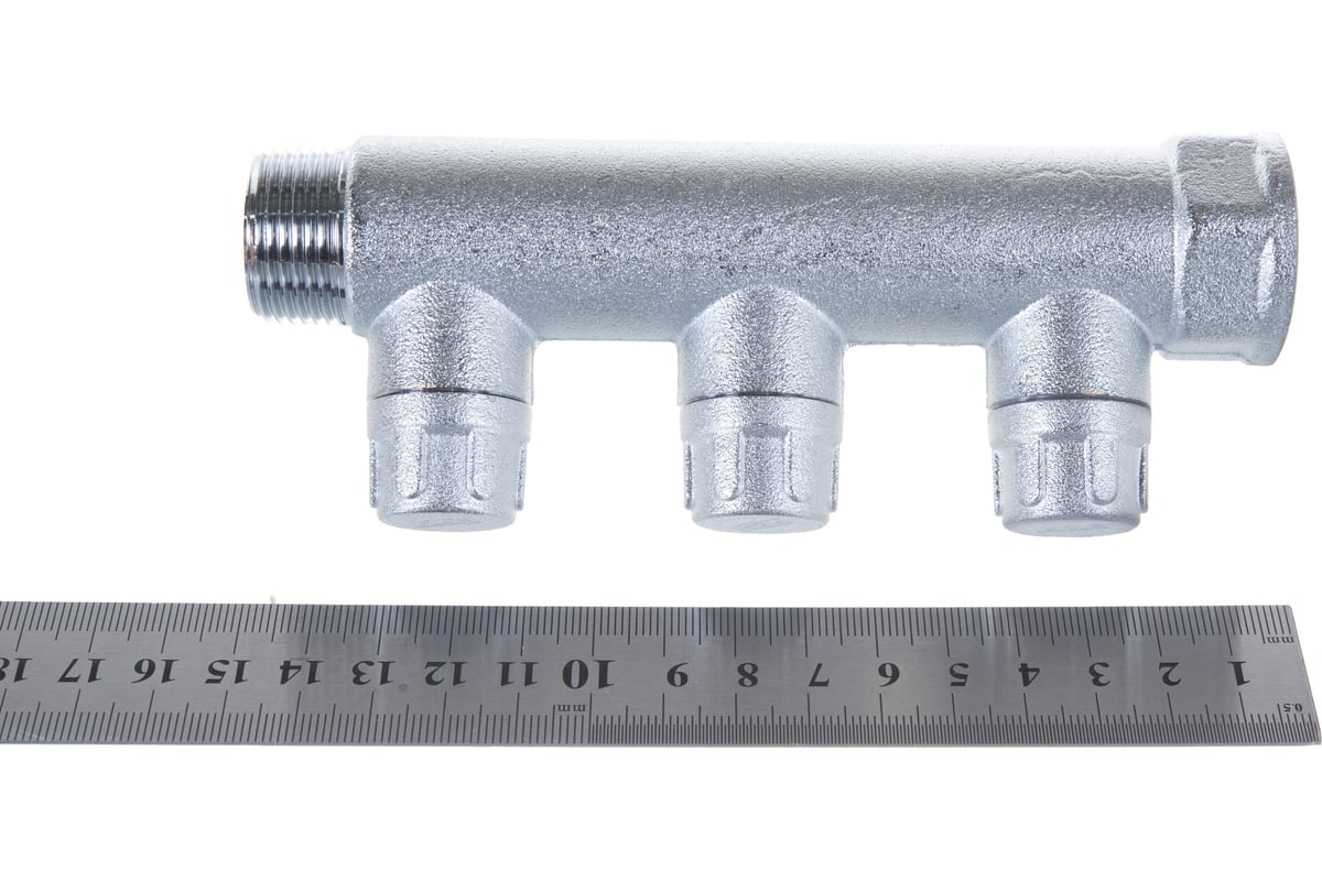 Запорный коллектор FAR 3/4" с 3 отв. 1/2" НР, плоск.присоед. FK 3870 3412TP