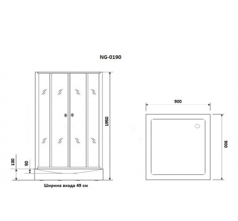 Душевой уголок Niagara Nova NG-0190-14 90x90 прозрачный, черный