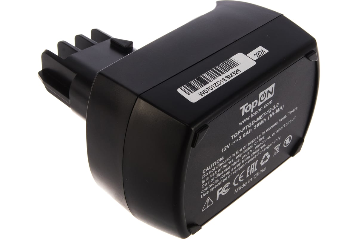 Аккумулятор Ni-MH для Metabo BS12 BSZ12 BZ12 SP SSP12 ULA9.6-18 (12V, 3.0 Ah) Topon TOP-PTGD-MET-12-3.0