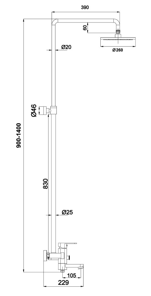 Душевая стойка Timo Beverly SX-1060/00 (3010) с подсветкой, хром