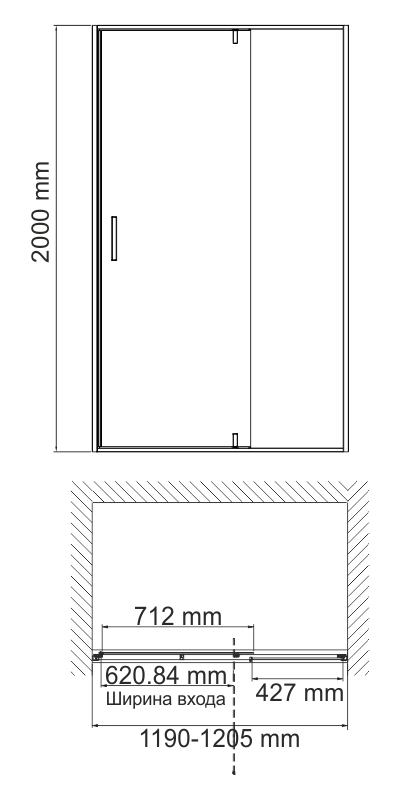 Душевая дверь WasserKRAFT Aisch 55P05 120x200 матовое золото