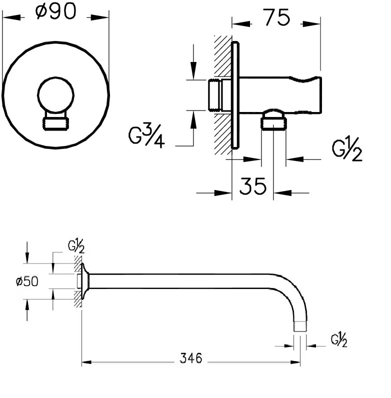 Душевой набор VitrA Origin A49266EXP хром