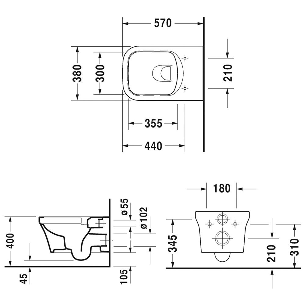 Подвесной унитаз Duravit P3 Comforts 2561090000 Rimless